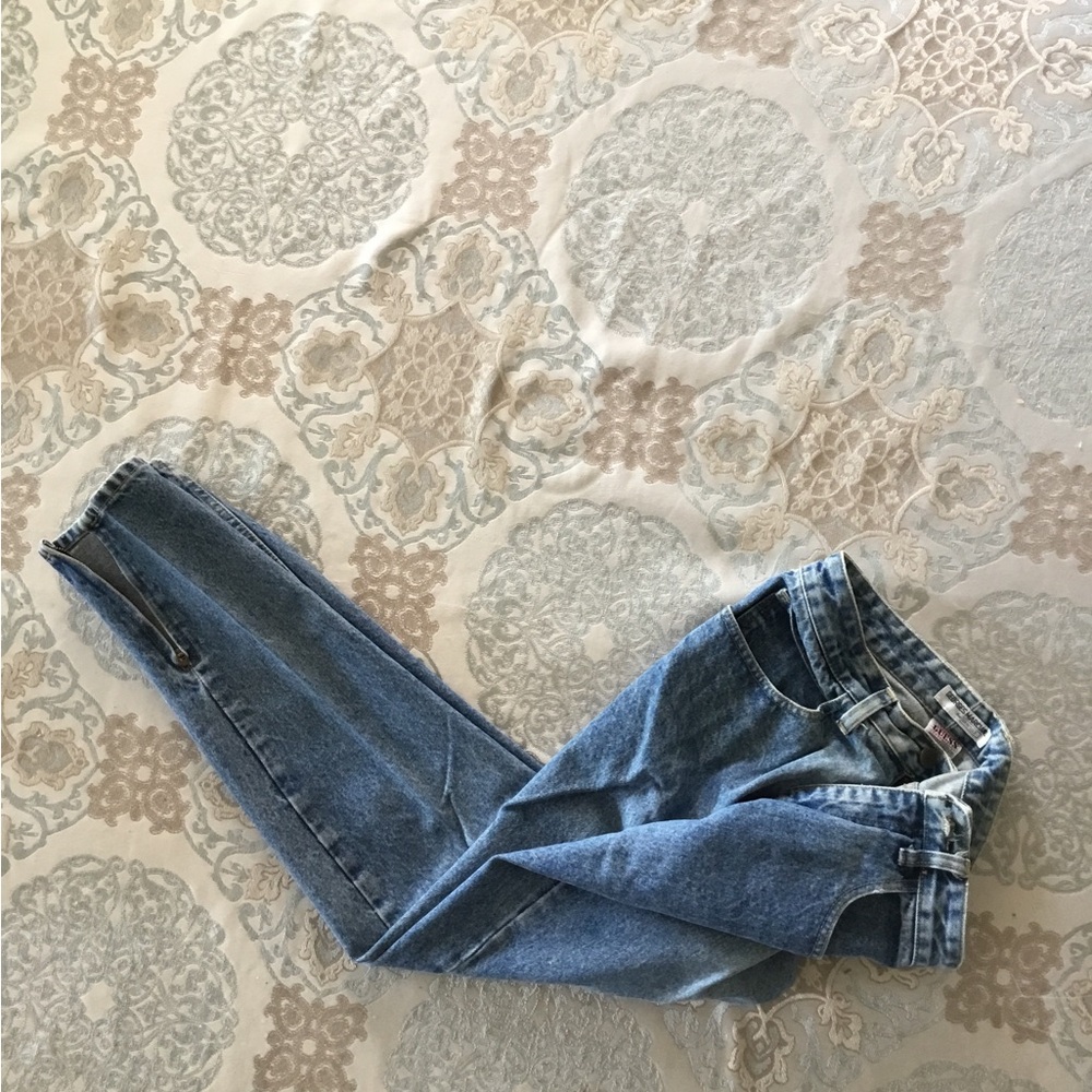 Guess Vintage Blue Jeans Zipped Ankle Style 1015